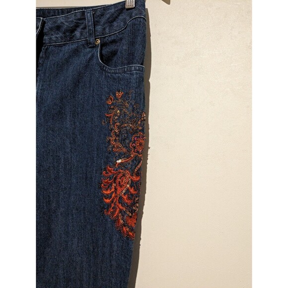 Christopher & Banks Embroidered Women's Classic Fit Blue Jeans sz 8 Exc - Picture 3 of 5